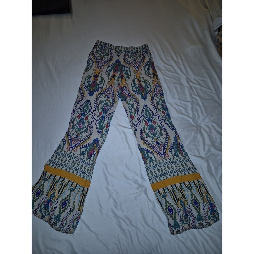 💥 ZARA Womens Med Vented Flare Leg Festival Boho Hippie Morocco Pants XS D3